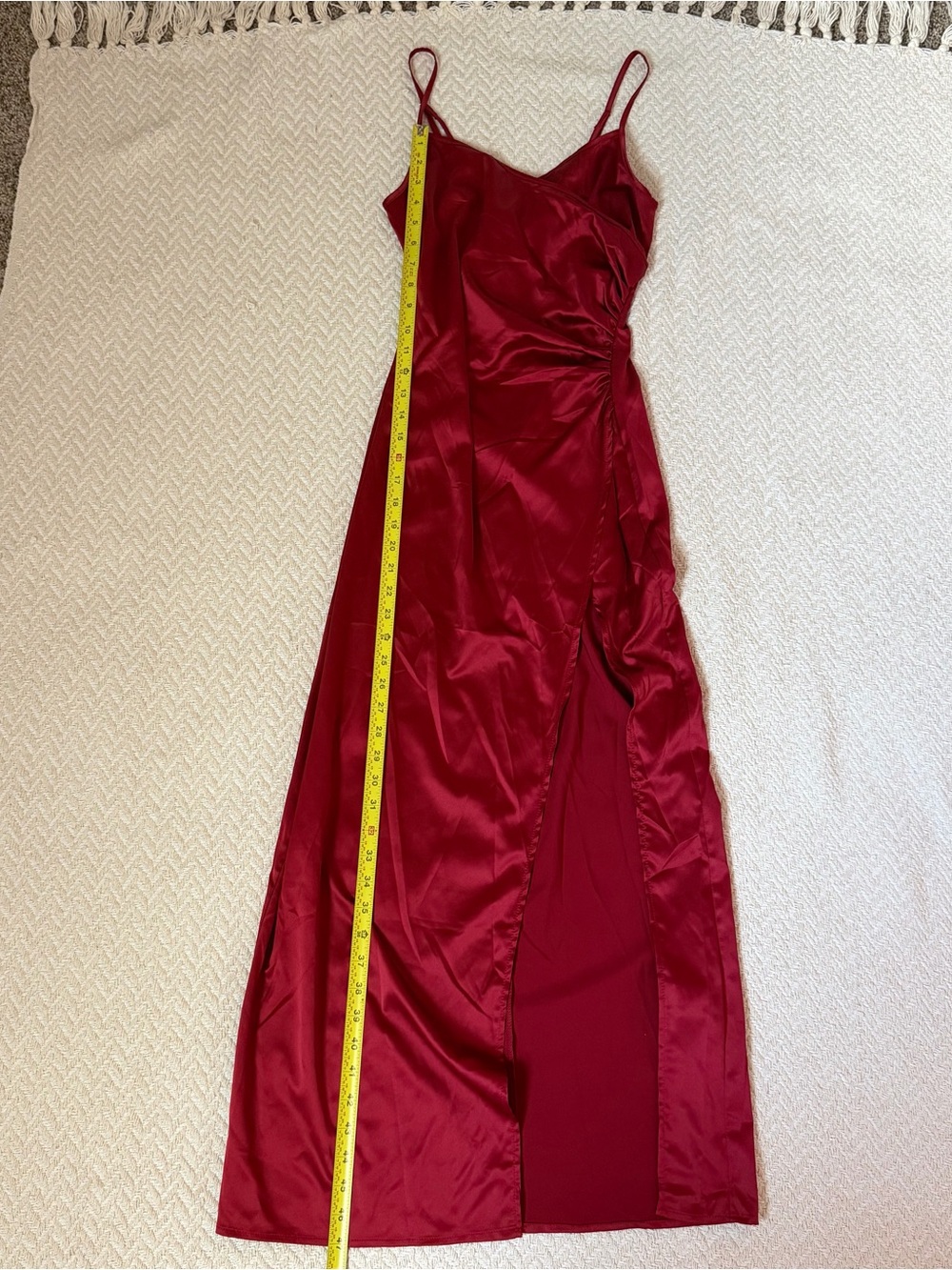 SHEIN Satin Red Spaghetti-Strap Evening Dress - Picture 3 of 6